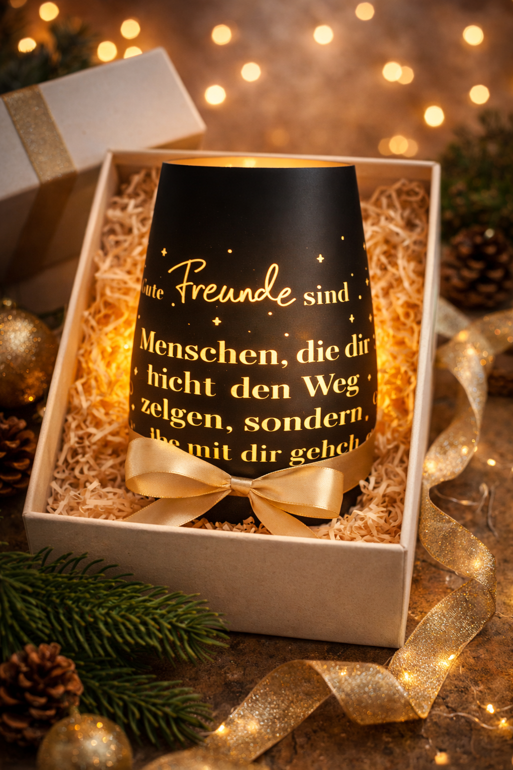 Windlicht – Freunde sind Menschen, die mit dir gehen