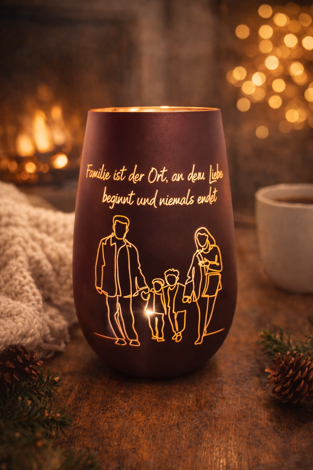 Windlicht Familie – Echtglas – Liebevolle Deko