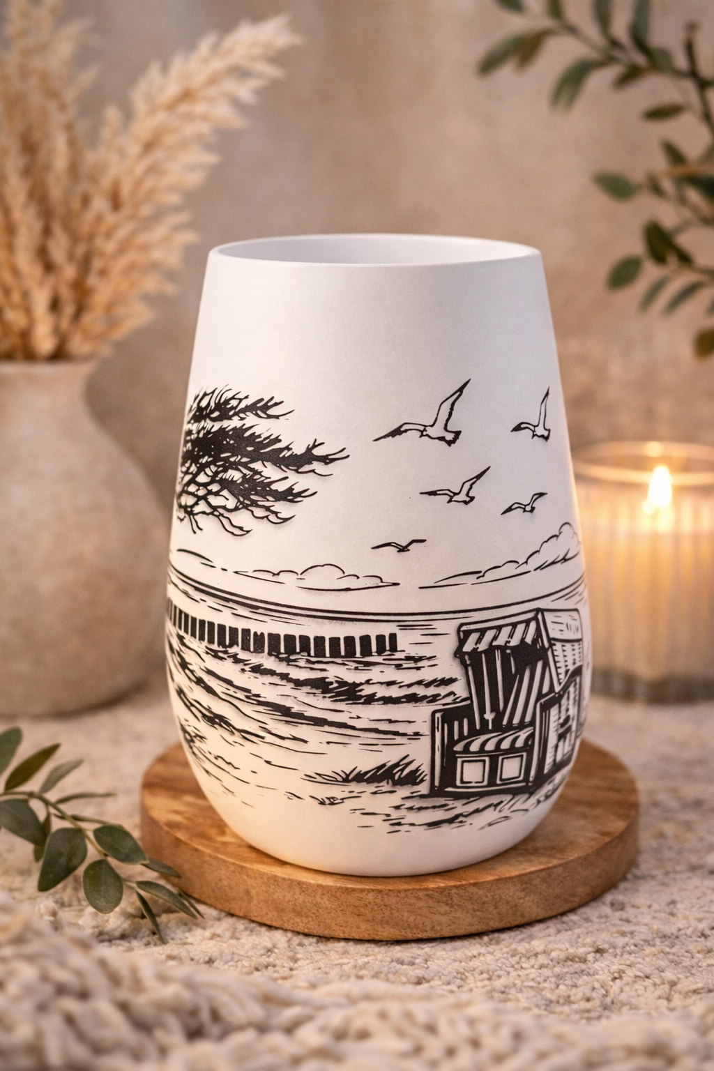 Windlicht aus Glas - Strand