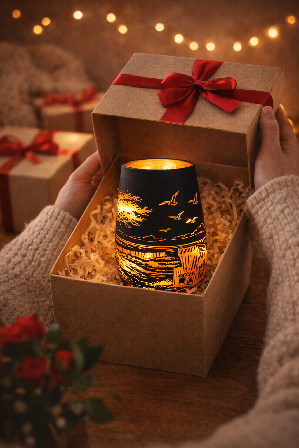 Windlicht aus Glas - Strand