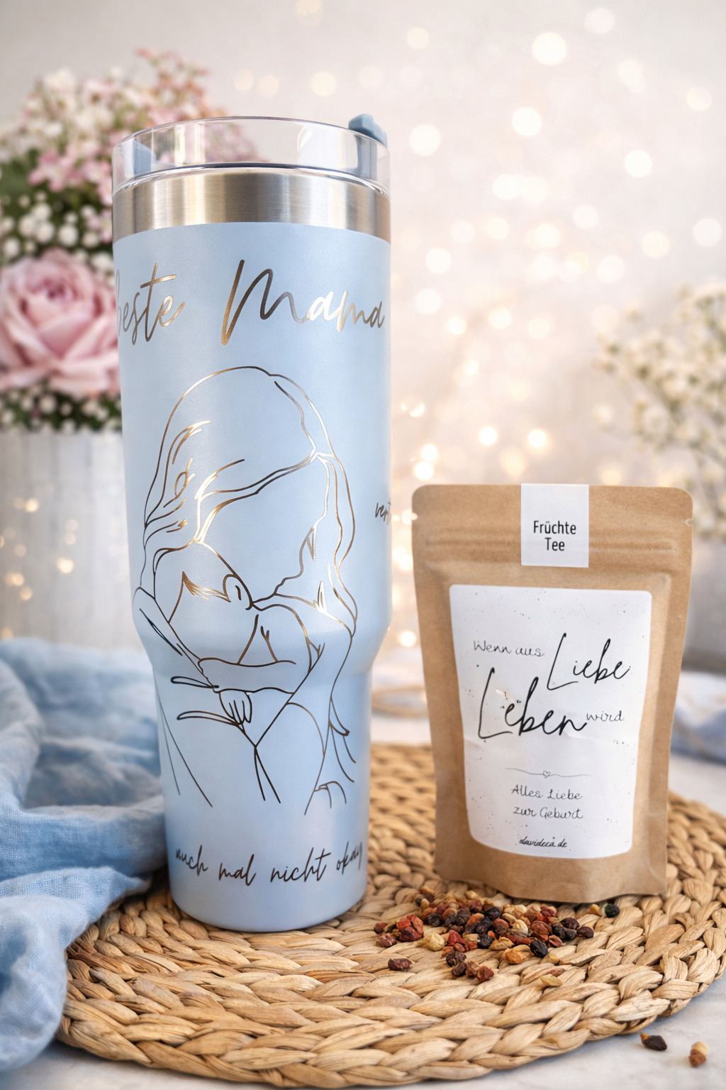 Thermobecher Set „Beste Mama“ 1,2L inkl. Tee von der Firma Davideea