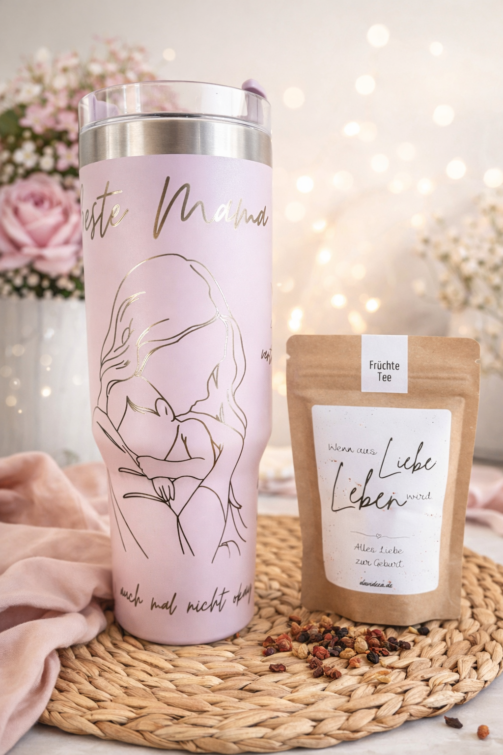 Thermobecher Set „Beste Mama“ 1,2L inkl. Tee von der Firma Davideea