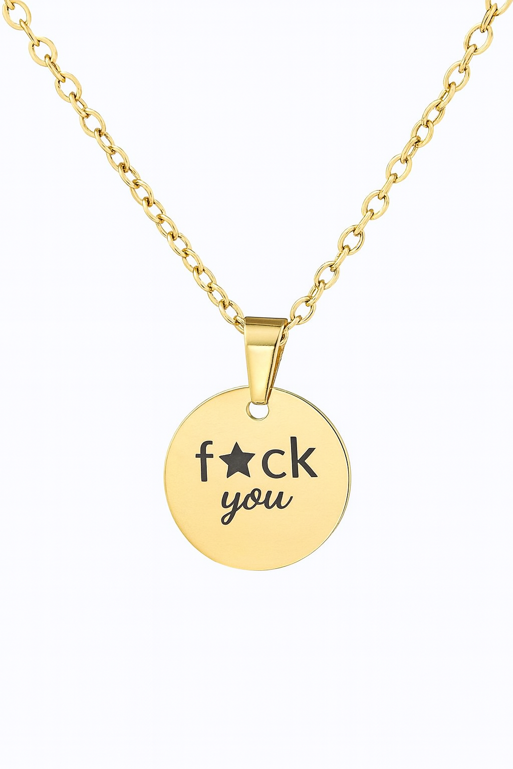 Edelstahlkette mit Anhänger – f★ck you (Gold, 16 mm)