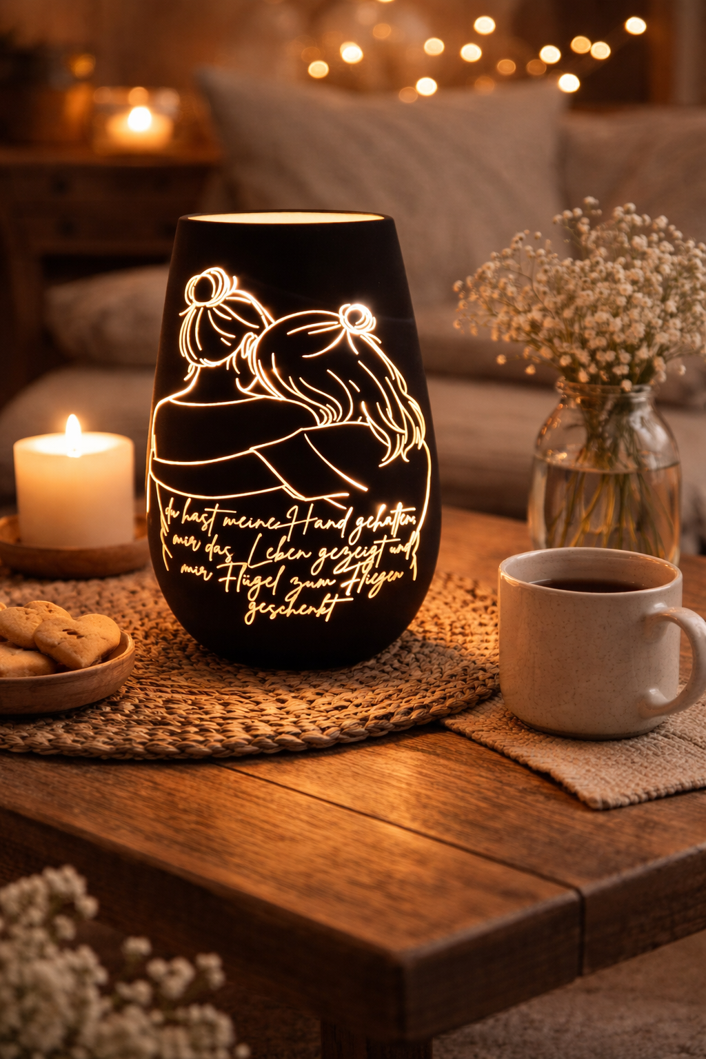 Windlicht Mutter und Tochter