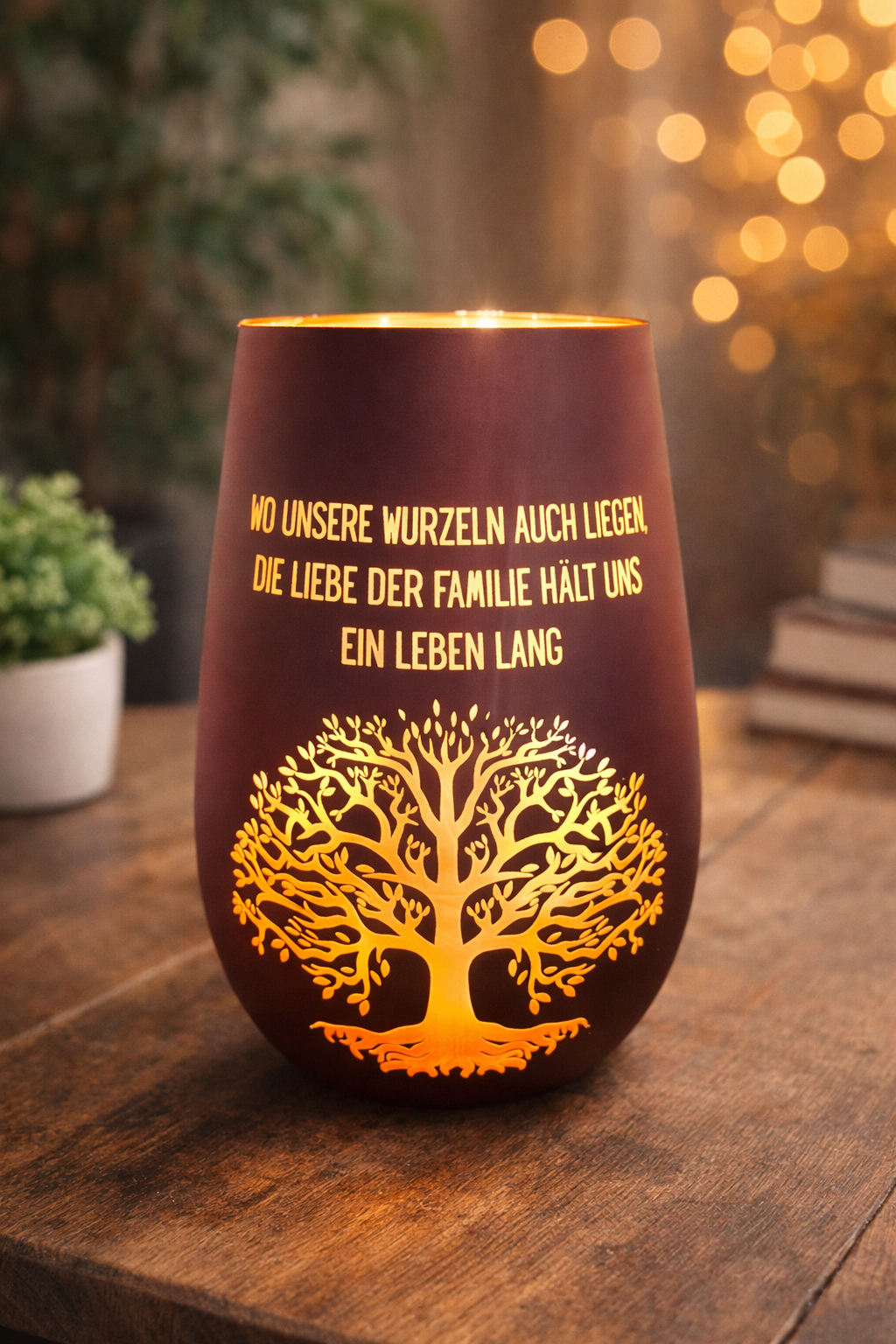 Windlicht Lebensbaum – Echtglas – Symbolische Deko