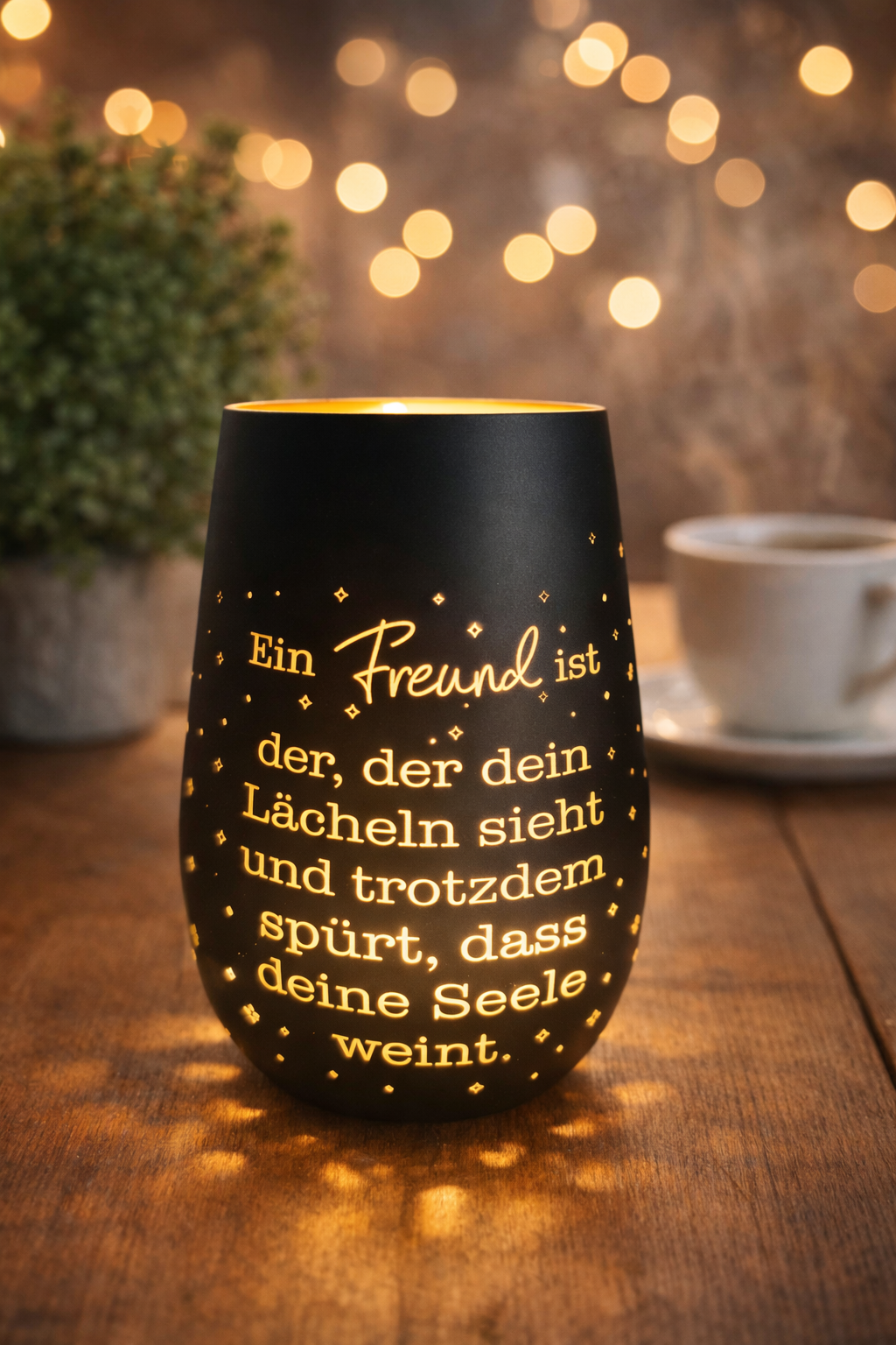 Windlicht – Ein Freund ist der, der dein Lächeln sieht