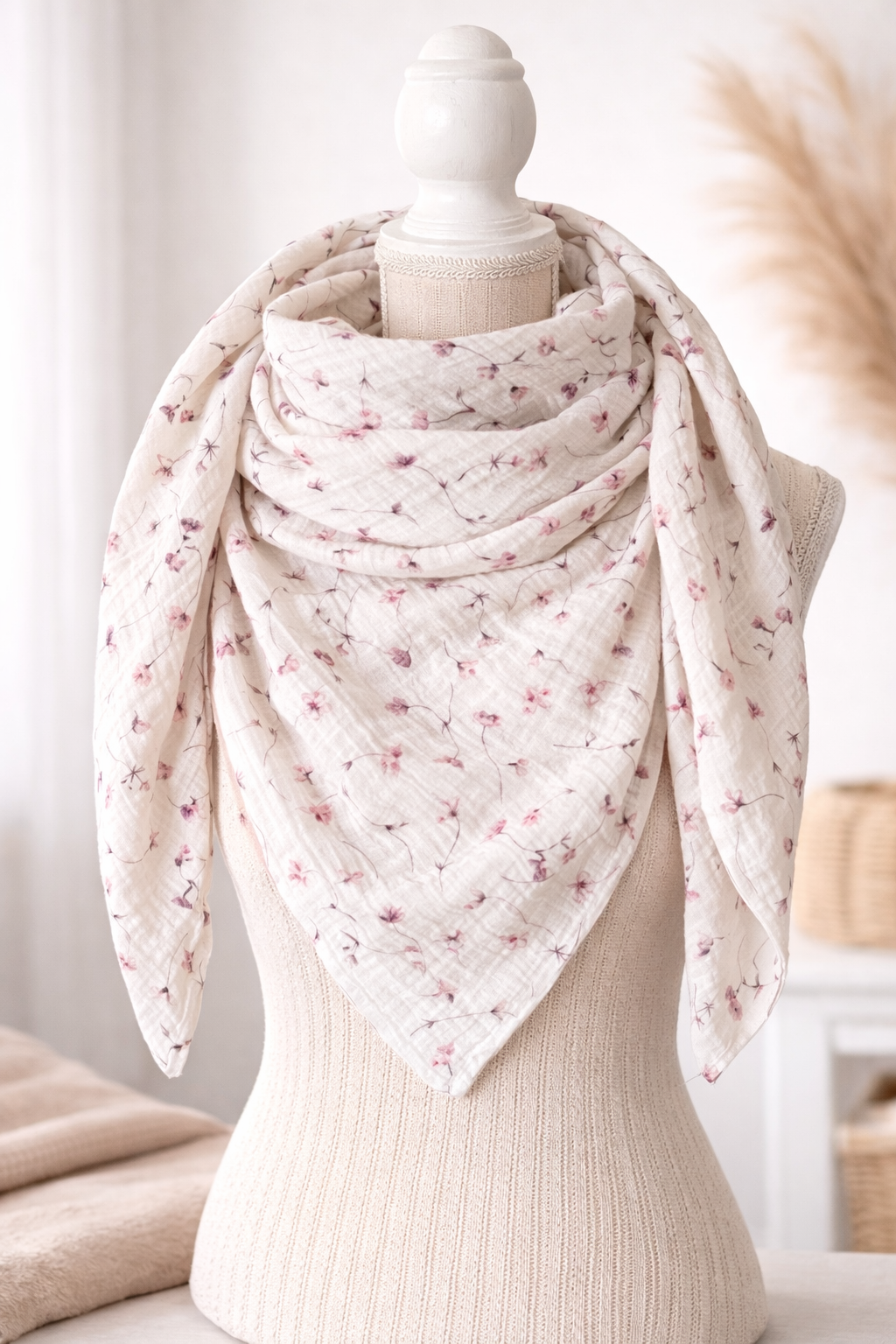 Musselin Dreieckstuch Damen mit Blumen