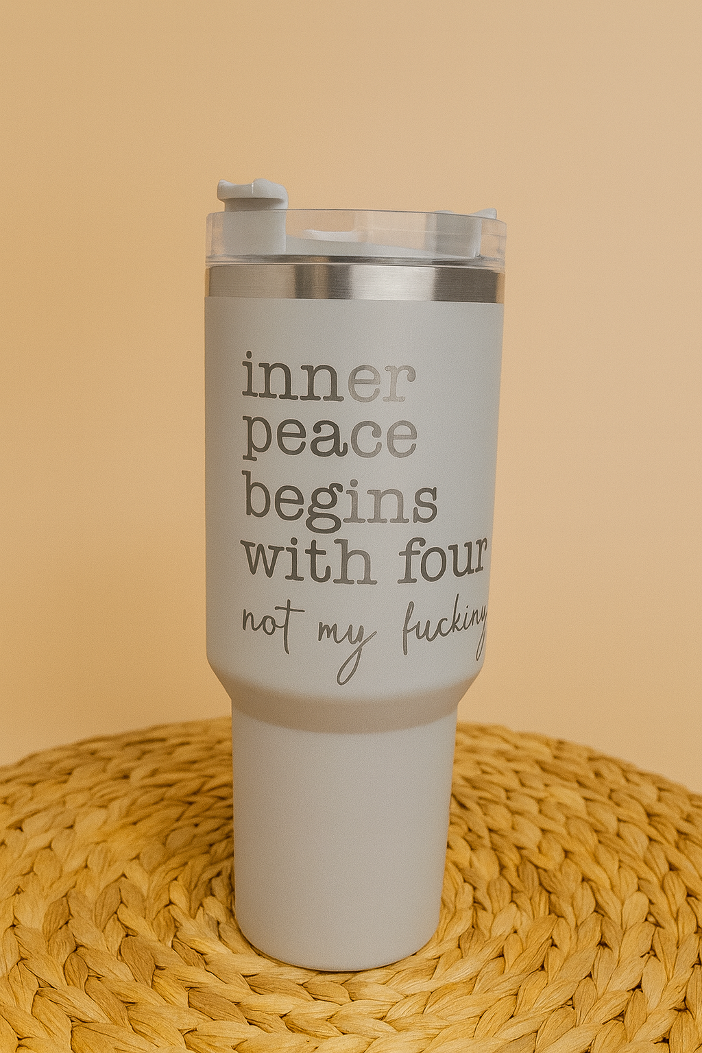 Trinkbecher 1,2 l – Spruch (grau)