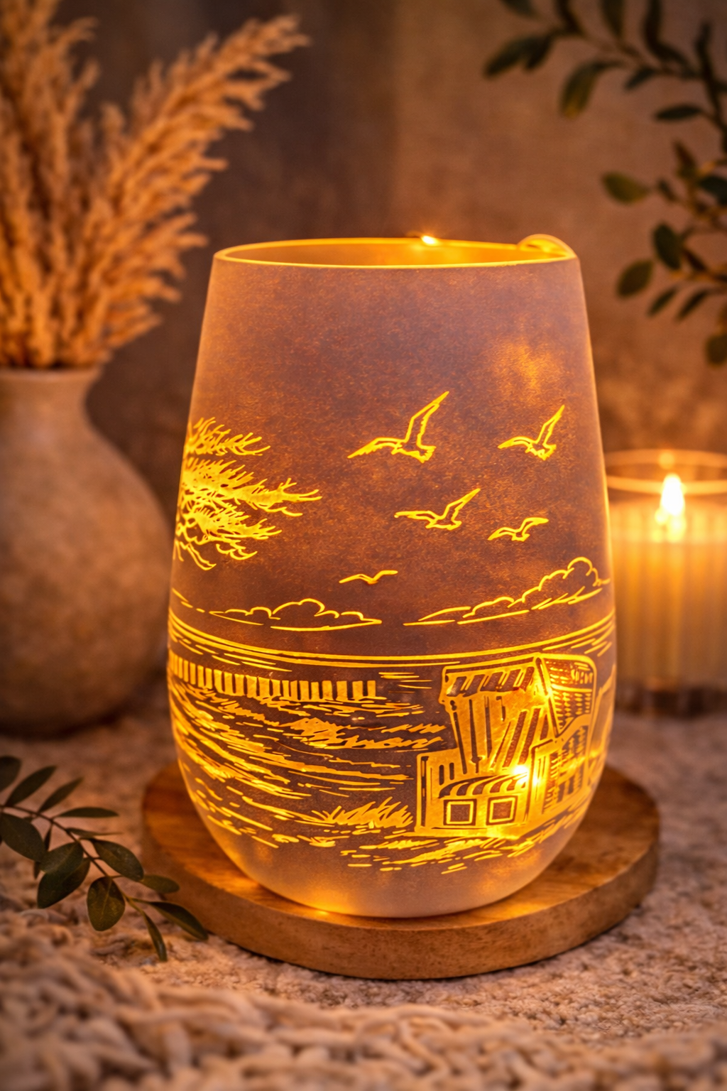 Windlicht aus Glas - Strand