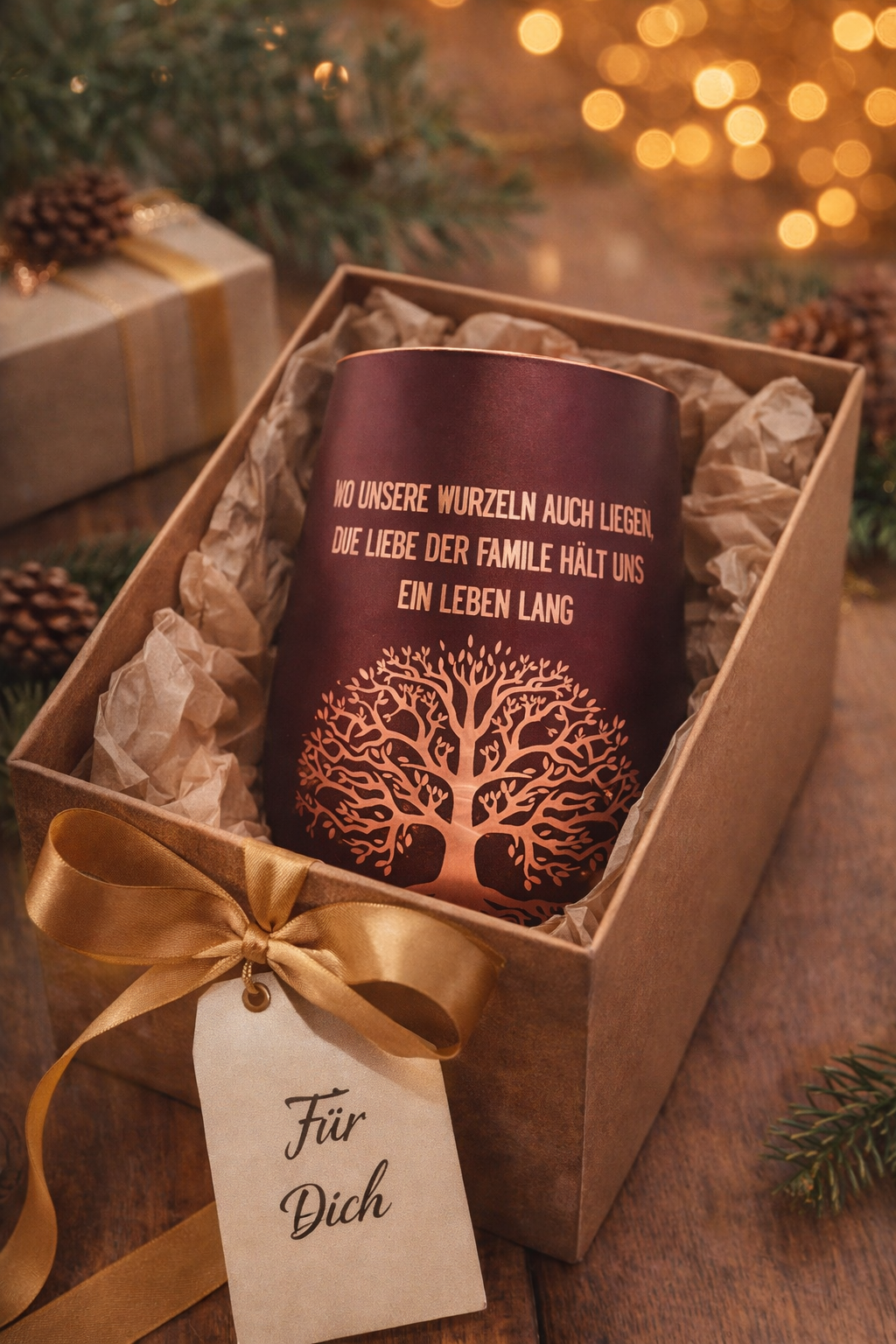 Windlicht Lebensbaum – Echtglas – Symbolische Deko
