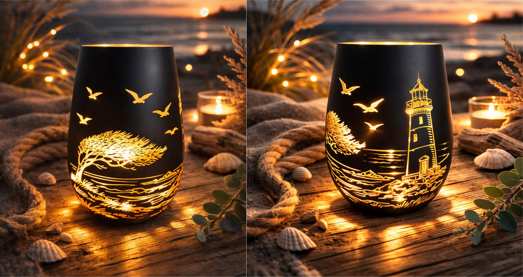 Windlicht Küstenleuchten – Schwarz/Bronze Glas 12 cm