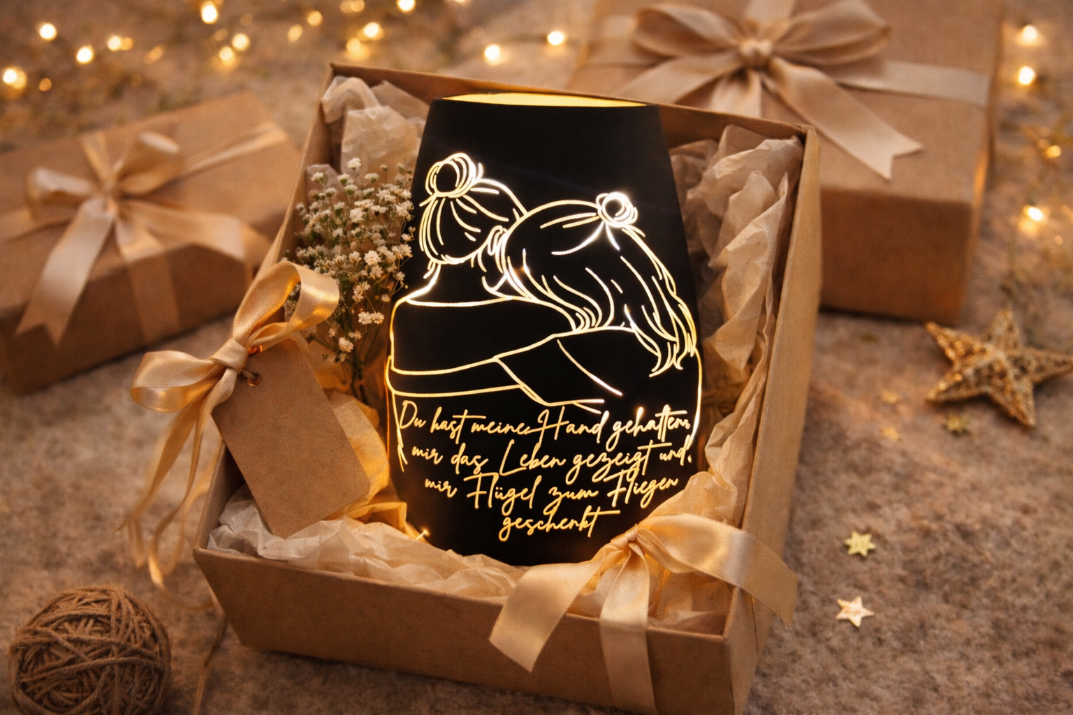 Windlicht Mutter und Tochter