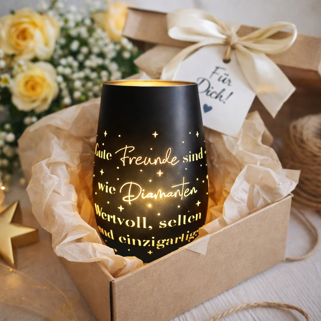 Windlicht – Gute Freunde sind wie Diamanten