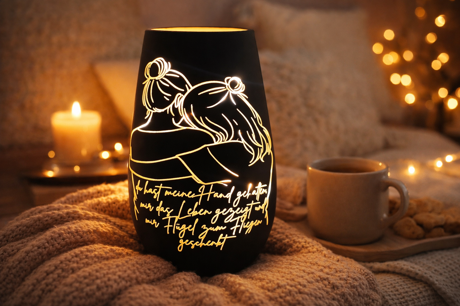 Windlicht Mutter und Tochter