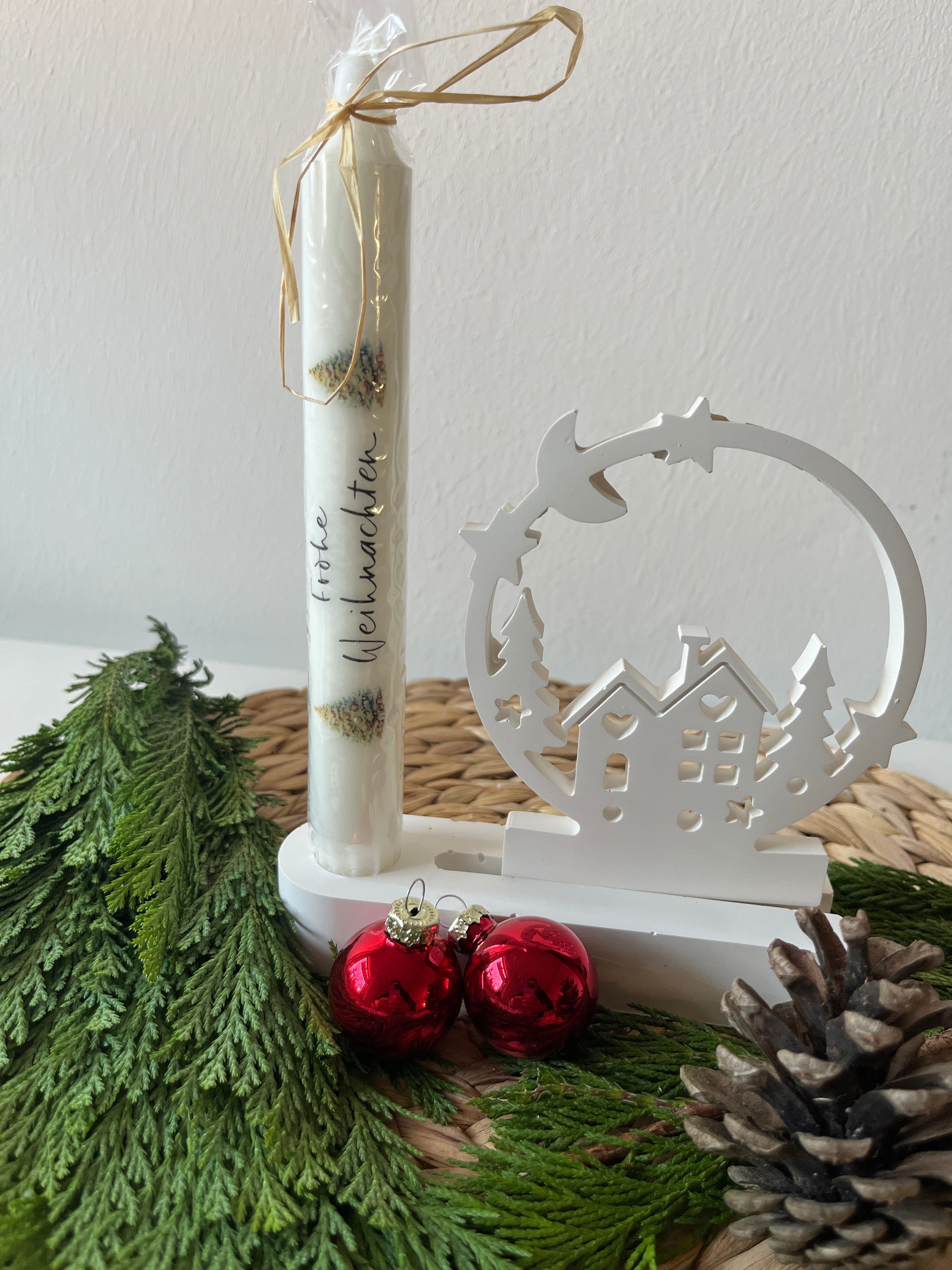 Raysin Kerzenhalter Haus & Sternschnuppe – Weihnachtsdeko mit Kerze