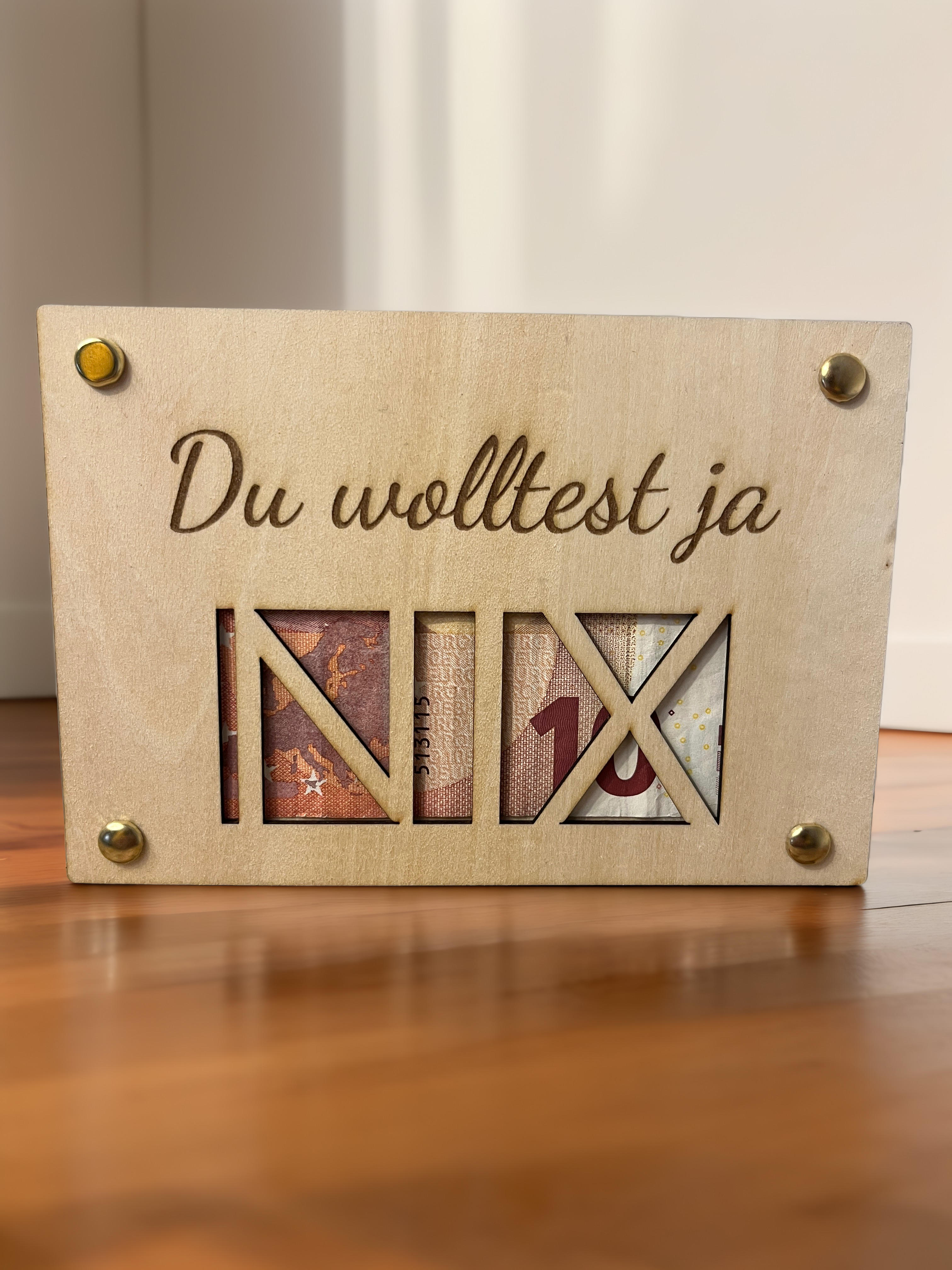 Geldgeschenk Holzkarte „Du wolltest ja nix“