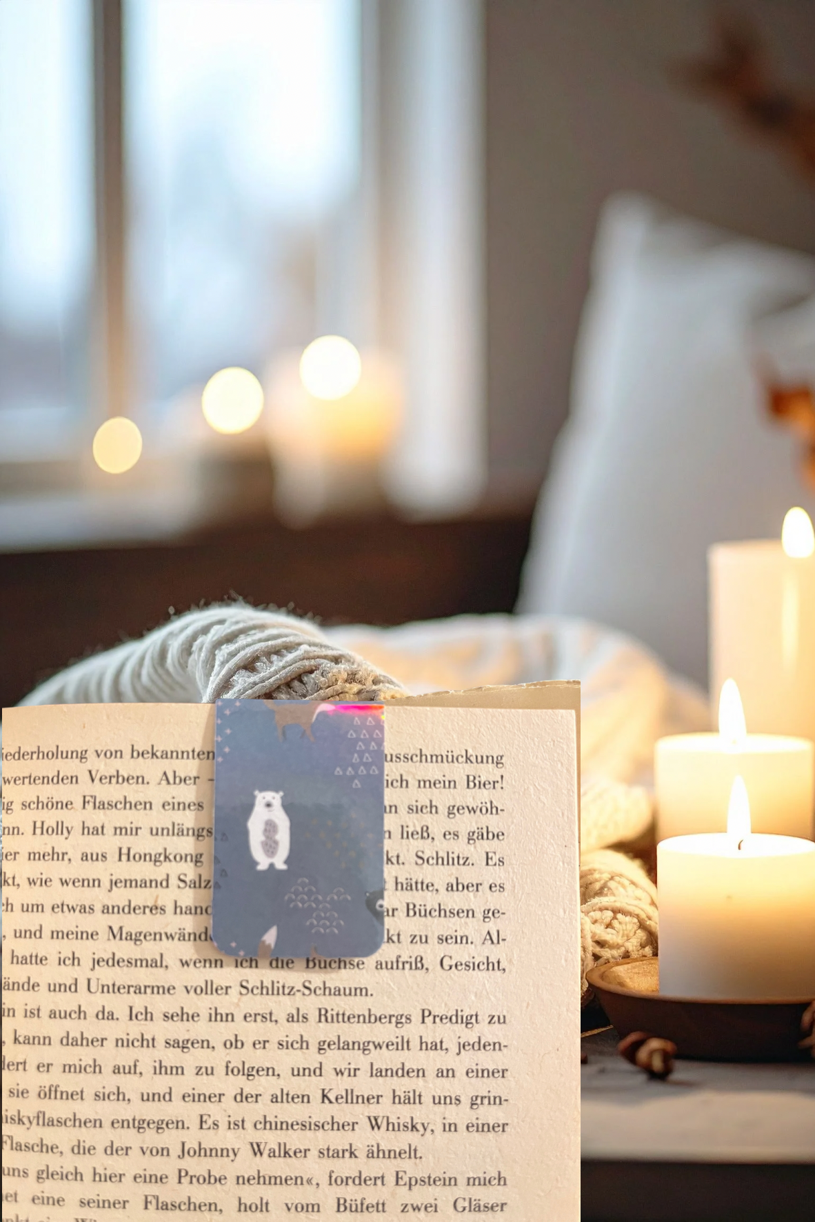 Magnetisches Lesezeichen Bär – grau mit Hologlanz | 3x4,5 cm